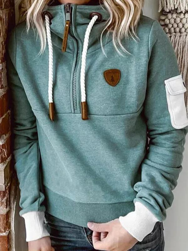 Green Long Sleeve Drawstring Sport Hoodie