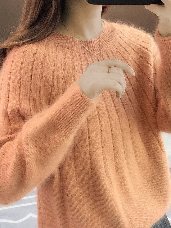 Mikaela | Cashmere, Fluffy Pullover in Solid Color Design