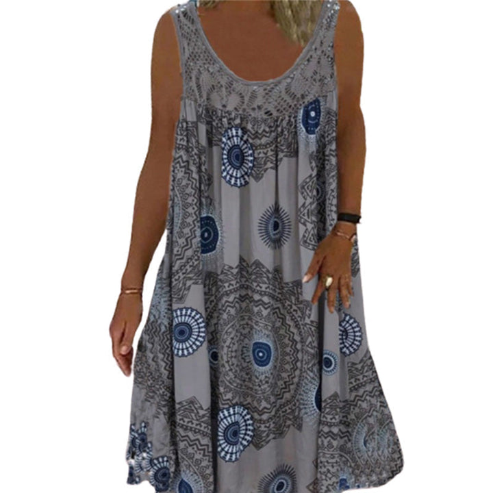 Laine - Women's Summer O-neck Sleeveless Print Dress