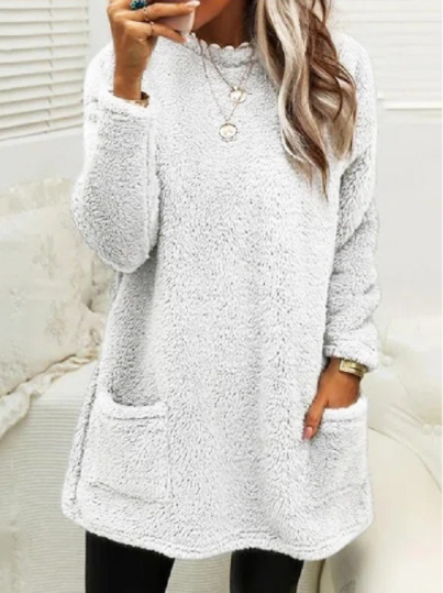 Zak | Crew Neck Casual Warm Long Sleeve T-shirt Dress