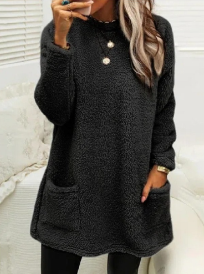 Zak | Crew Neck Casual Warm Long Sleeve T-shirt Dress