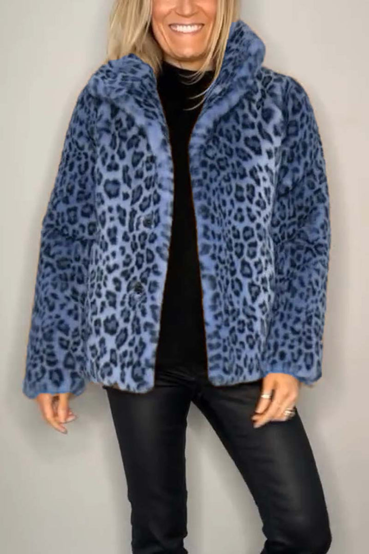 Valentina - Classic Women's Winter Coat with Leopard Print