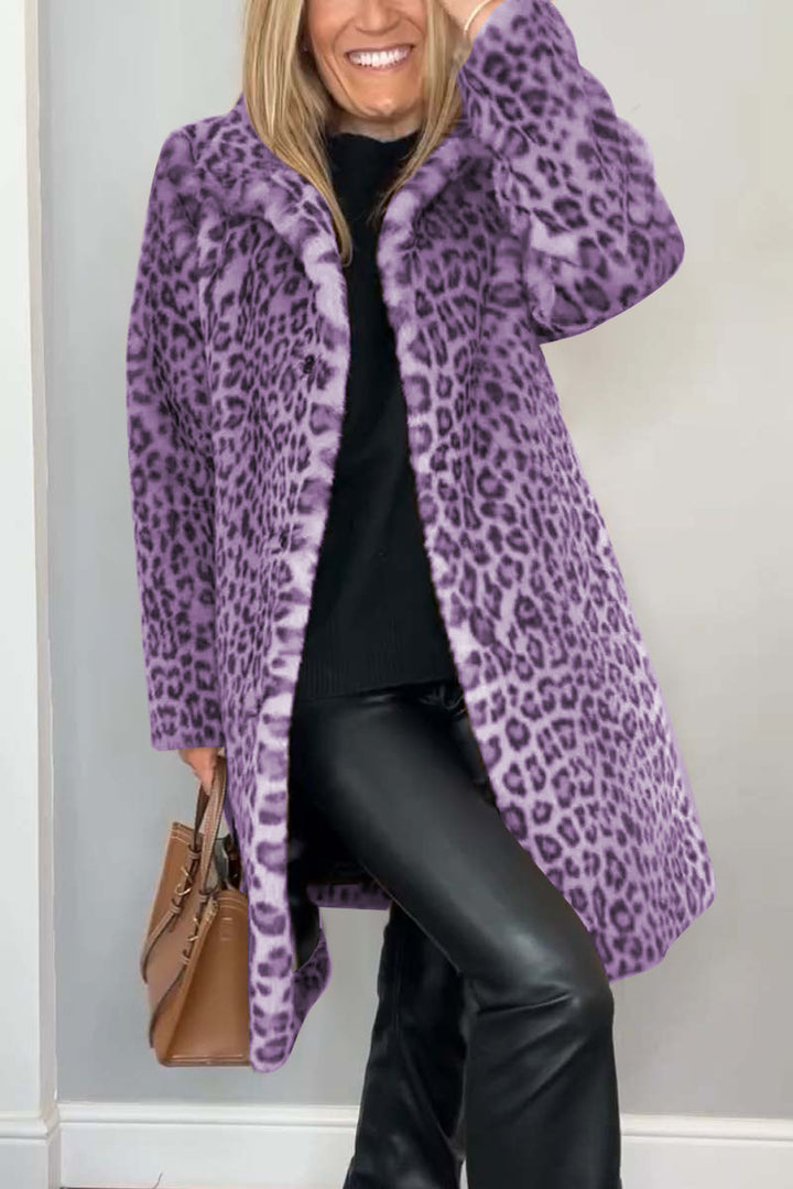 Valentina - Classic Women's Winter Coat with Leopard Print