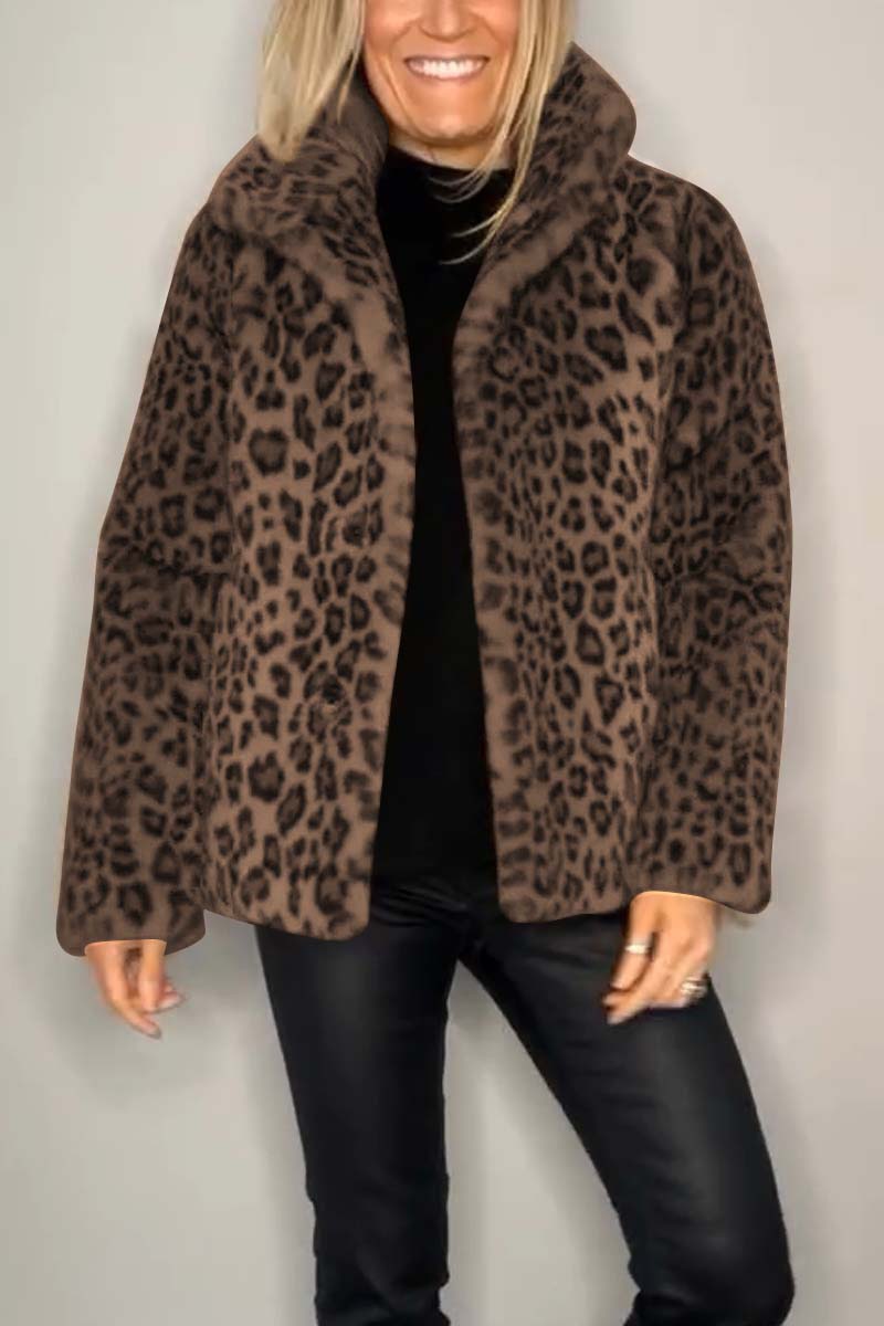 Valentina - Classic Women's Winter Coat with Leopard Print