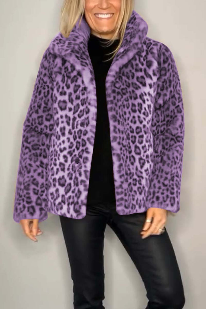 Valentina - Classic Women's Winter Coat with Leopard Print