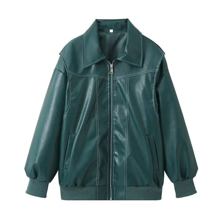 Adele™ - Stylish Leather Jacket with Zip-up