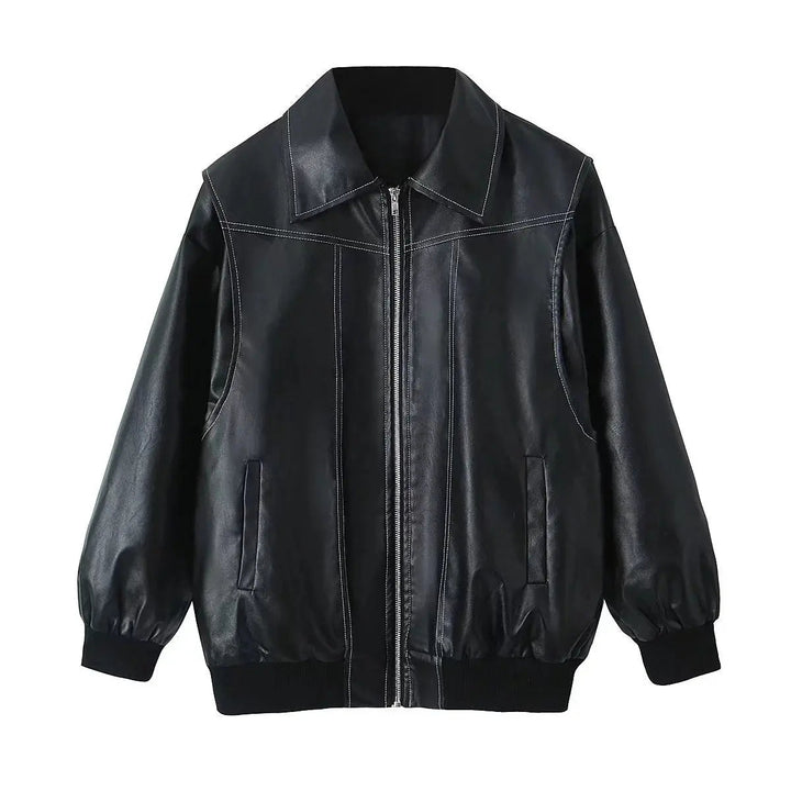 Adele™ - Stylish Leather Jacket with Zip-up