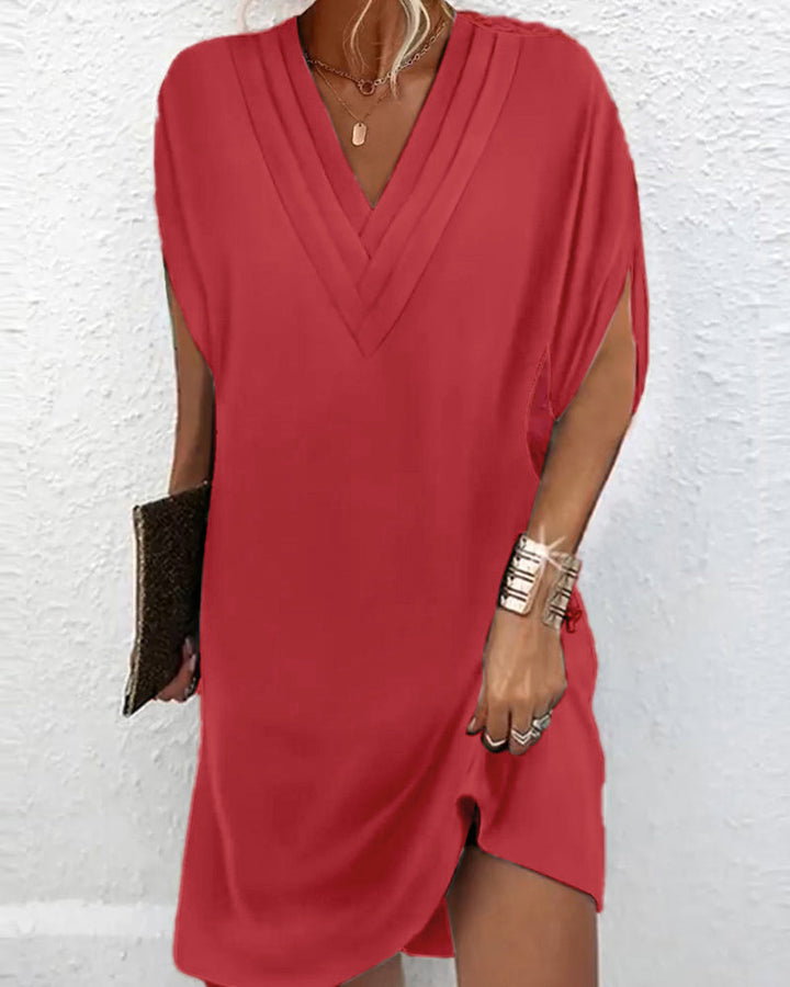 Elegant | solid-colored dress with slit sleeves