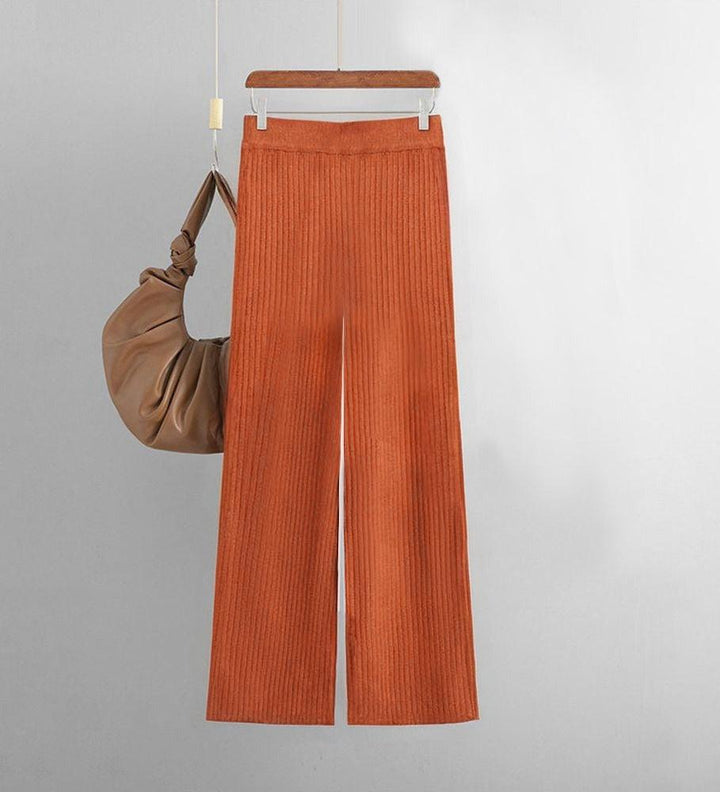 Orange Plain Block Turtle Neck Two Piece Set