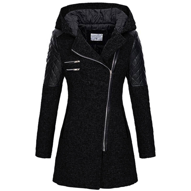 Megan - Mid-Length Jacket with Asymmetrical Zipper