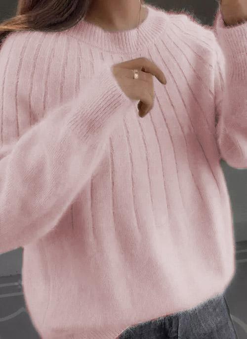 Mikaela | Cashmere, Fluffy Pullover in Solid Color Design