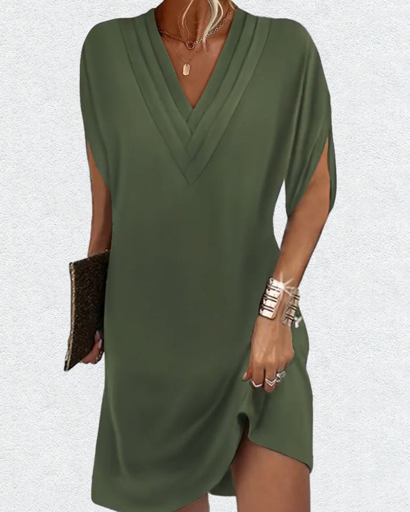 Elegant | solid-colored dress with slit sleeves