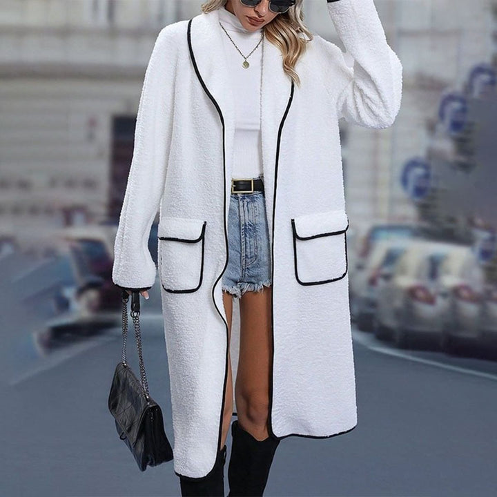 Comfy White Long Sleeve Shawl Collar Cardigan