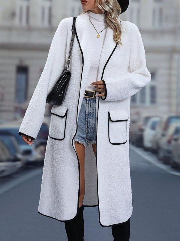 Comfy White Long Sleeve Shawl Collar Cardigan