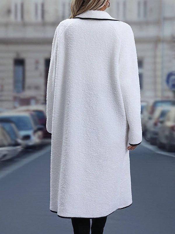 Comfy White Long Sleeve Shawl Collar Cardigan