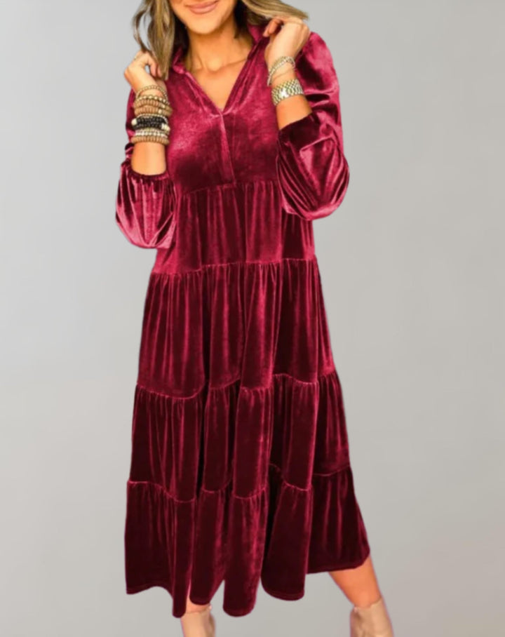 Luisa - Loose Velvet Dress with V-Neck