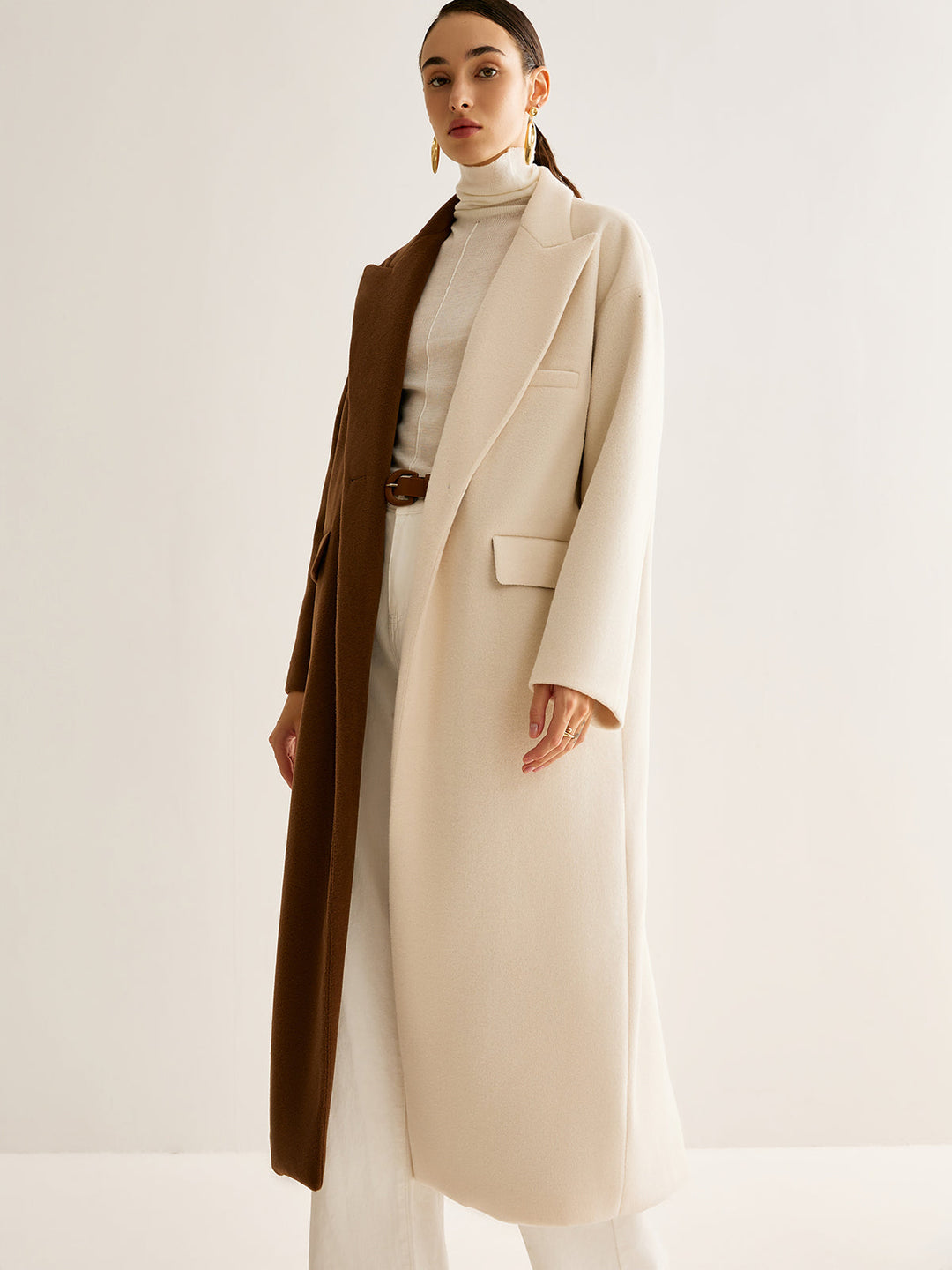 Two-Tone Slit Long Coat