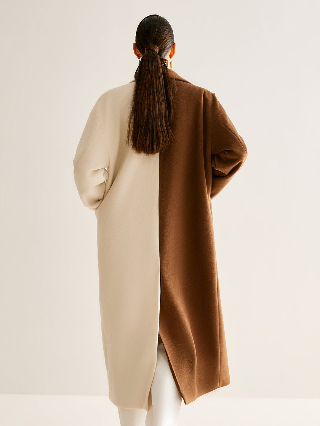 Two-Tone Slit Long Coat