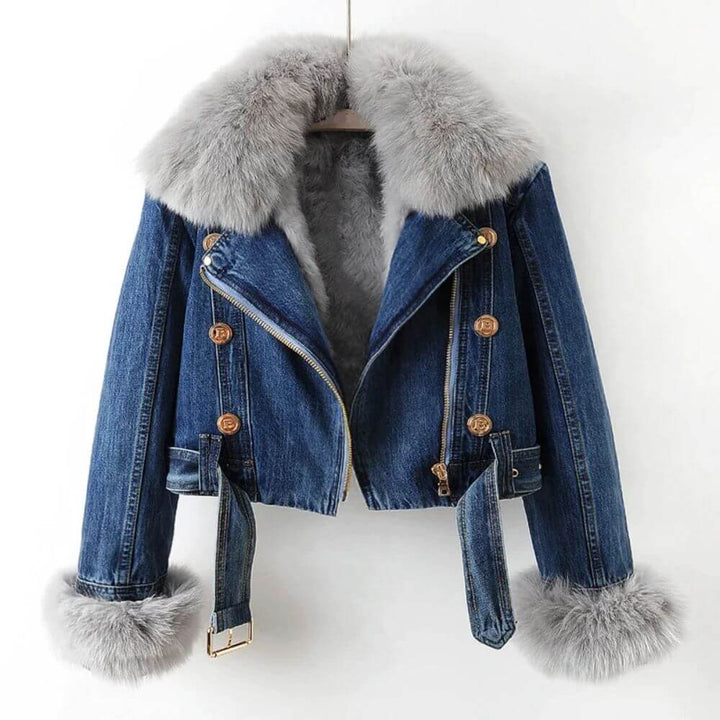 Clara™ - Warm Fur-Lined Denim Jacket