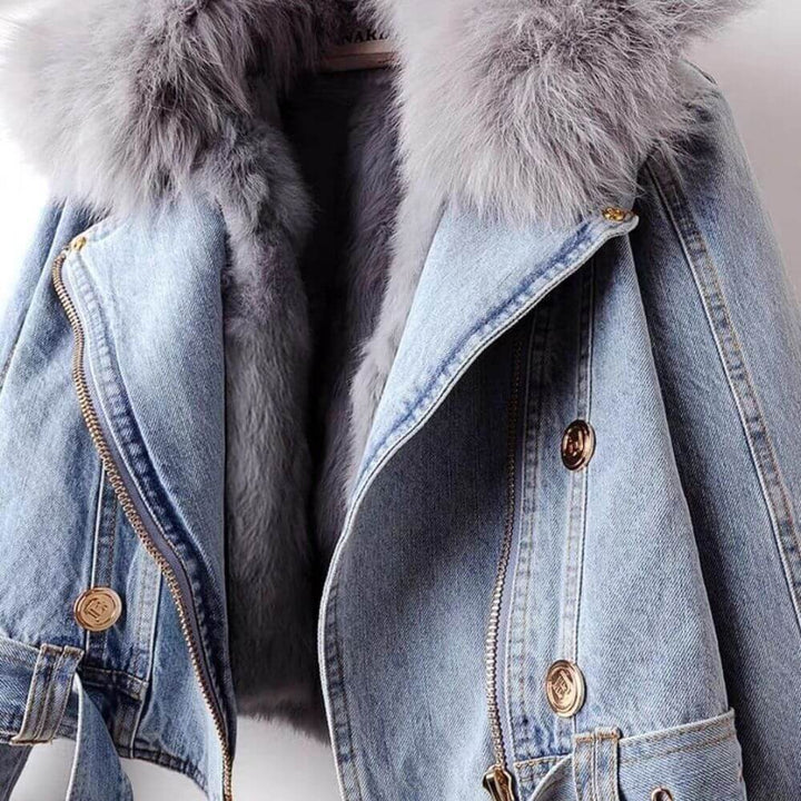 Clara™ - Warm Fur-Lined Denim Jacket