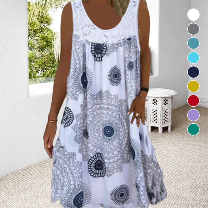 Laine - Women's Summer O-neck Sleeveless Print Dress