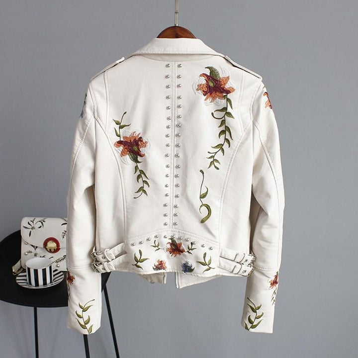 Lora | Floral Leather Jacket