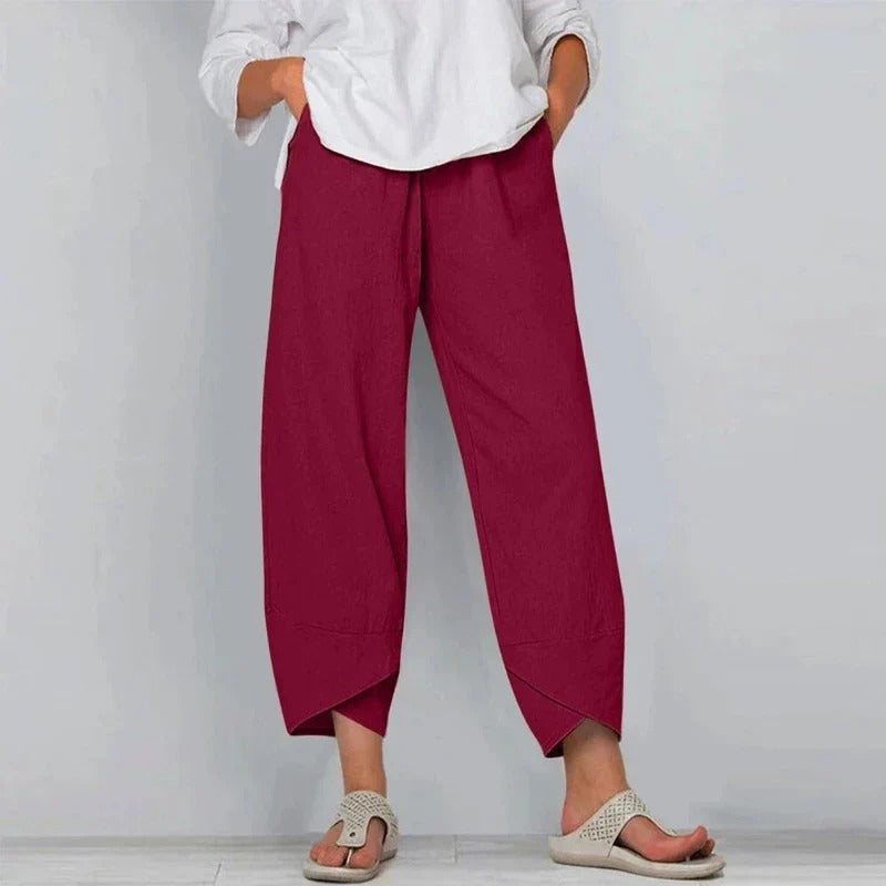 Natalie Chic Cotton & Linen Trousers