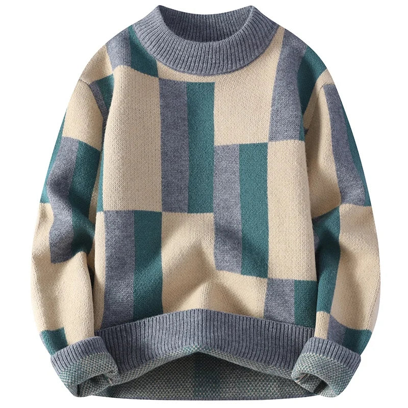 Mark™ | Men's Mock Neck Sweater with Checkered Pattern