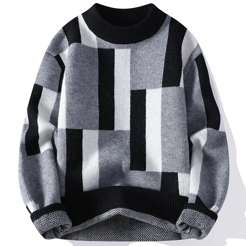 Mark™ | Men's Mock Neck Sweater with Checkered Pattern