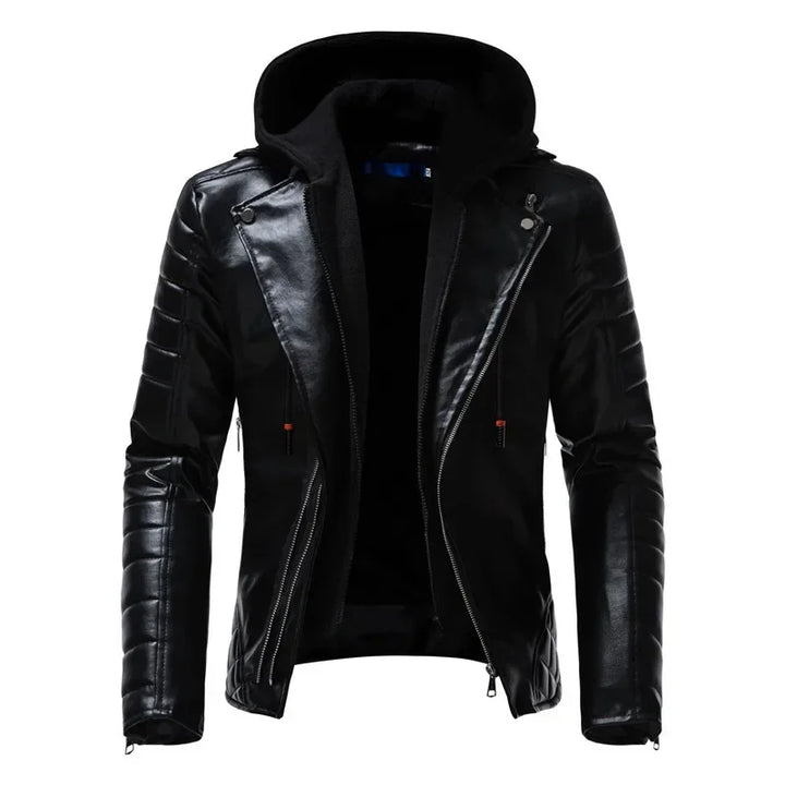 Raphael™ | Faux Leather Hoodie Motorcycle Jacket