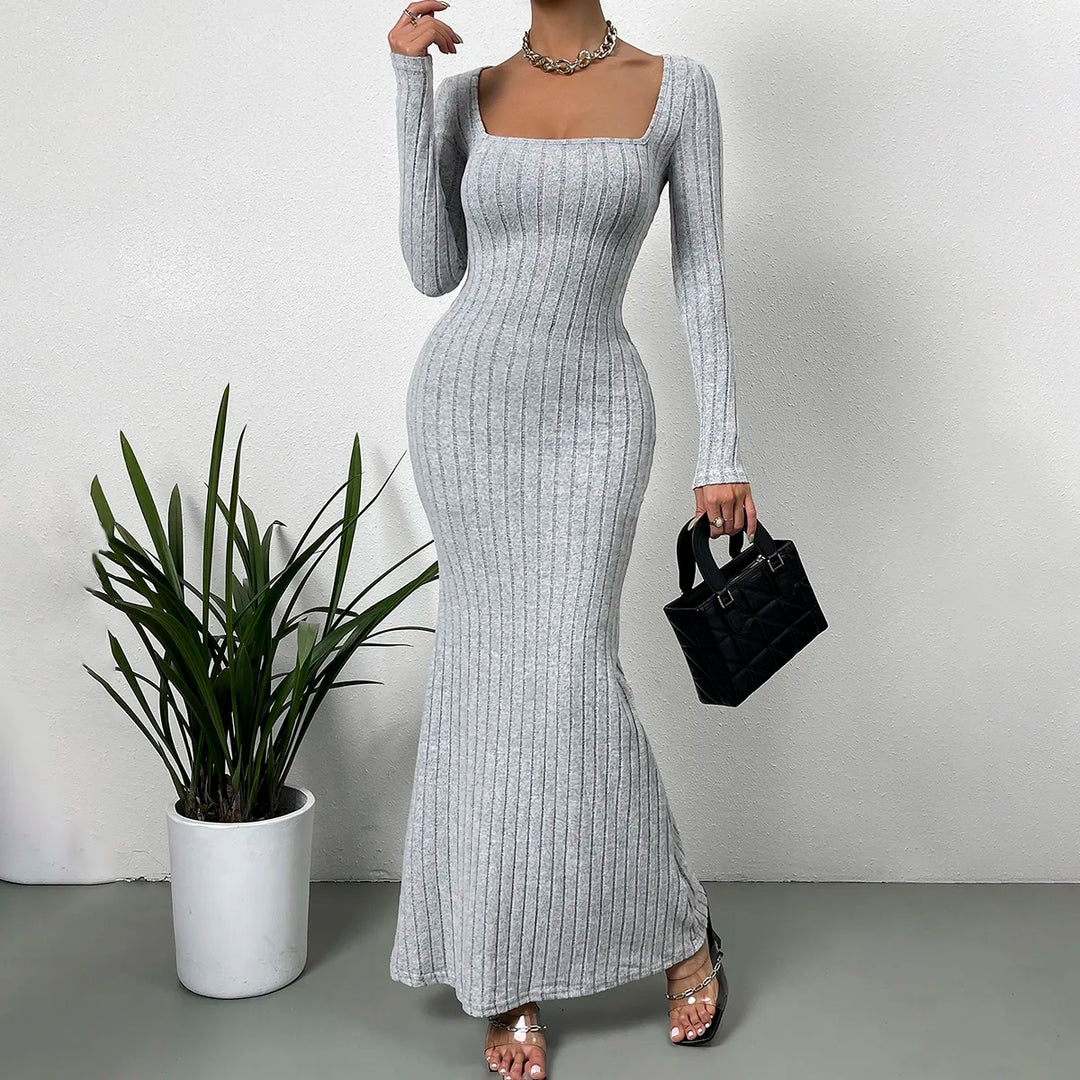 Sculpted Elegance Knit Maxi Dress