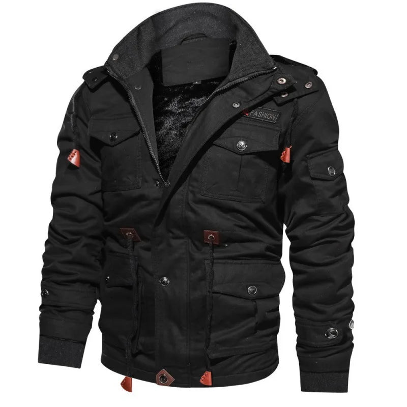 Men's | Tactical Hooded Bomber Jacket Plush Winter Coat