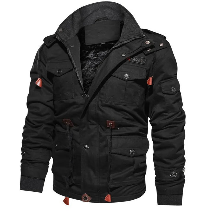 Men's | Tactical Hooded Bomber Jacket Plush Winter Coat