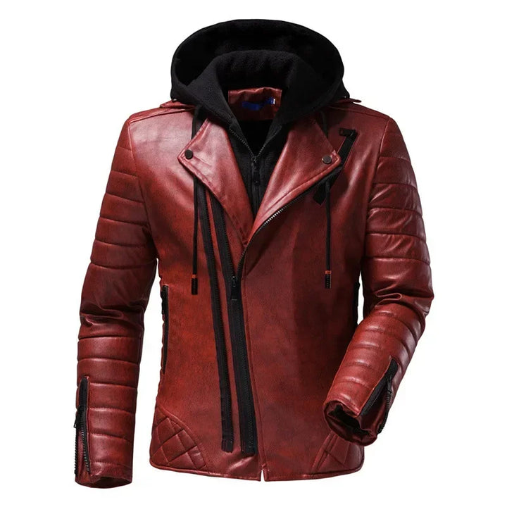 Raphael™ | Faux Leather Hoodie Motorcycle Jacket