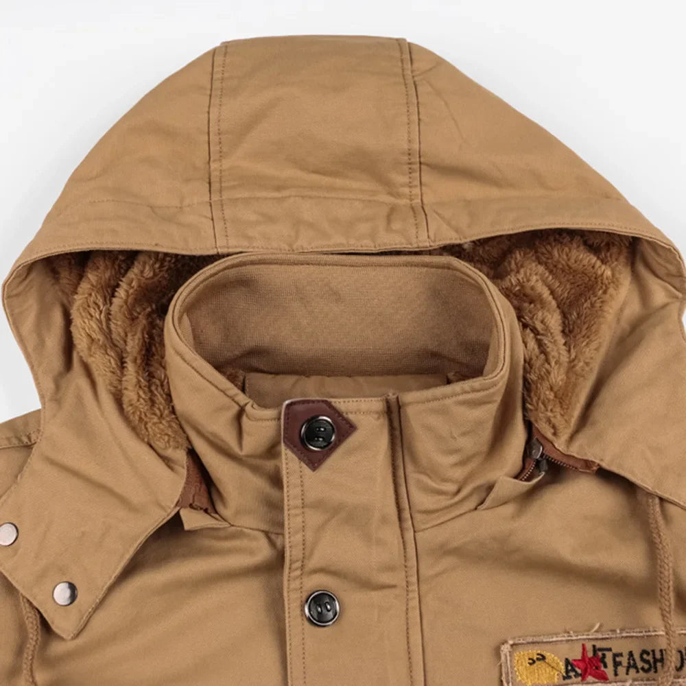 Men's | Tactical Hooded Bomber Jacket Plush Winter Coat