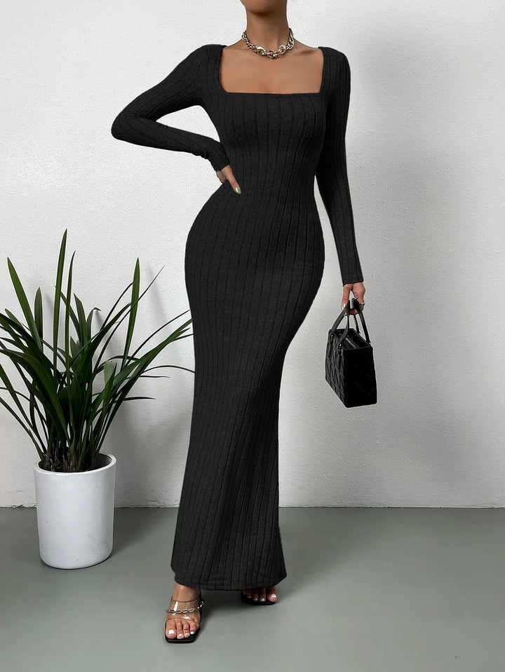 Sculpted Elegance Knit Maxi Dress