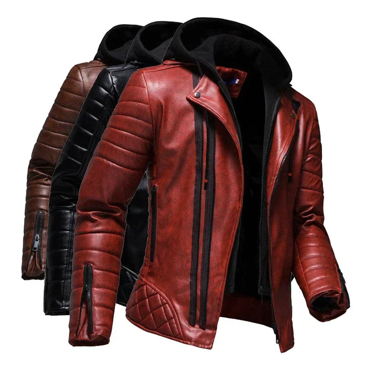 Raphael™ | Faux Leather Hoodie Motorcycle Jacket