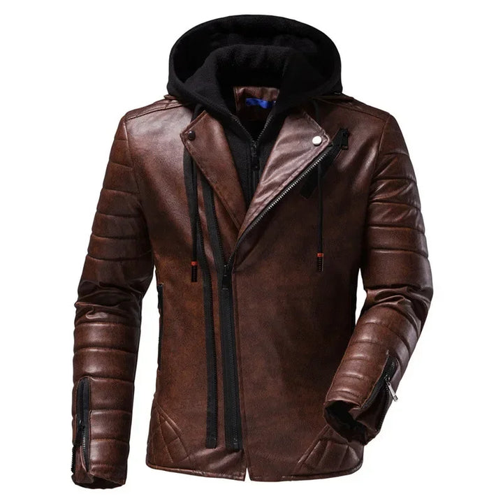 Raphael™ | Faux Leather Hoodie Motorcycle Jacket