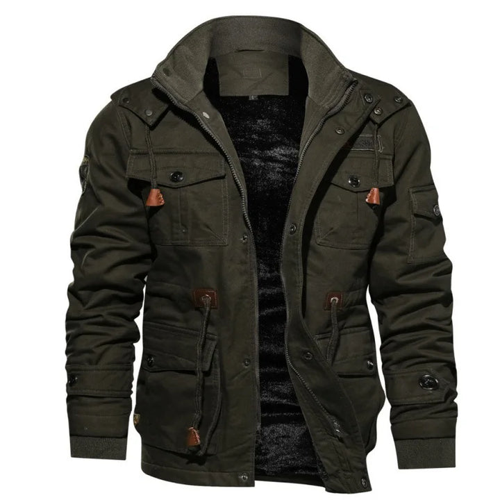 Men's | Tactical Hooded Bomber Jacket Plush Winter Coat