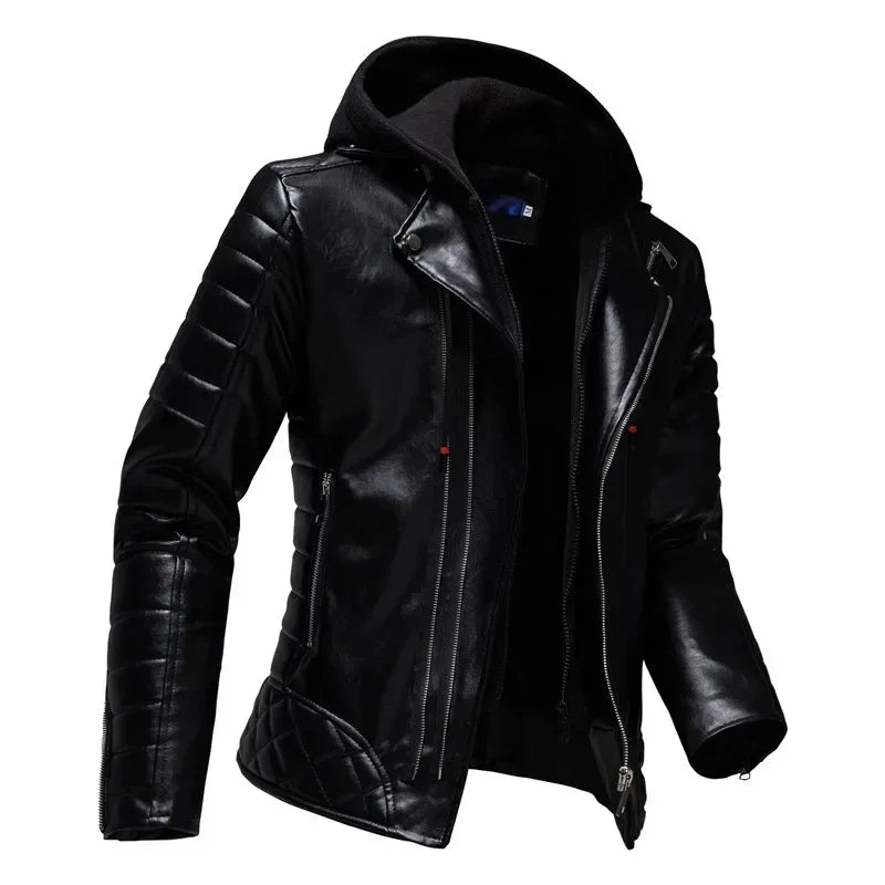 Raphael™ | Faux Leather Hoodie Motorcycle Jacket