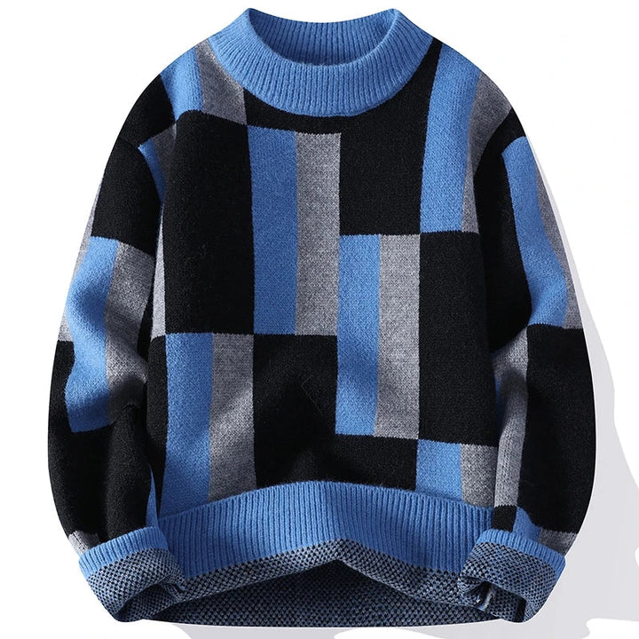 Mark™ | Men's Mock Neck Sweater with Checkered Pattern