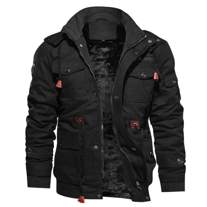 Men's | Tactical Hooded Bomber Jacket Plush Winter Coat