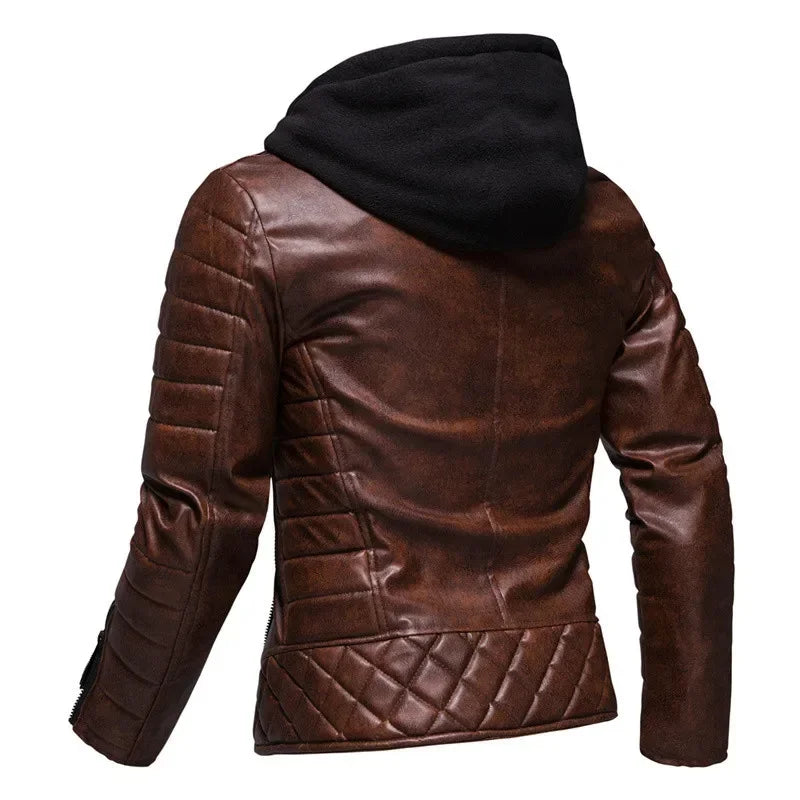 Raphael™ | Faux Leather Hoodie Motorcycle Jacket