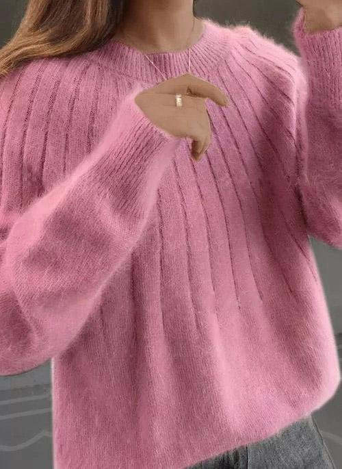 Mikaela | Cashmere, Fluffy Pullover in Solid Color Design