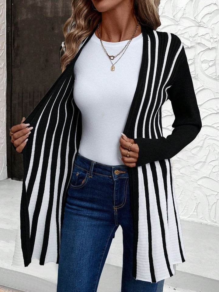 Chic Striped Long Sleeve Cardigan