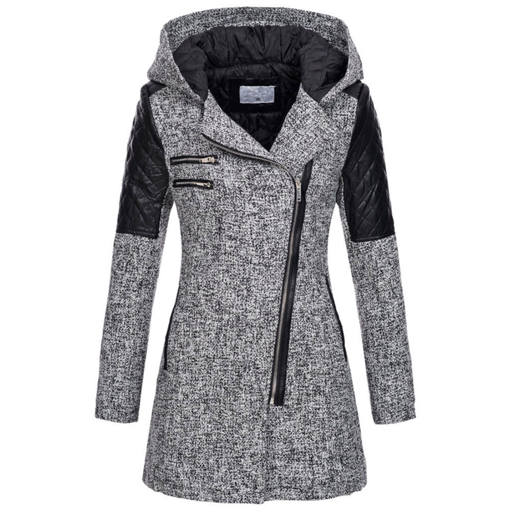 Megan - Mid-Length Jacket with Asymmetrical Zipper