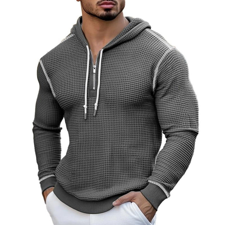 Men's Waffle Casual Zip-Up Hoodie