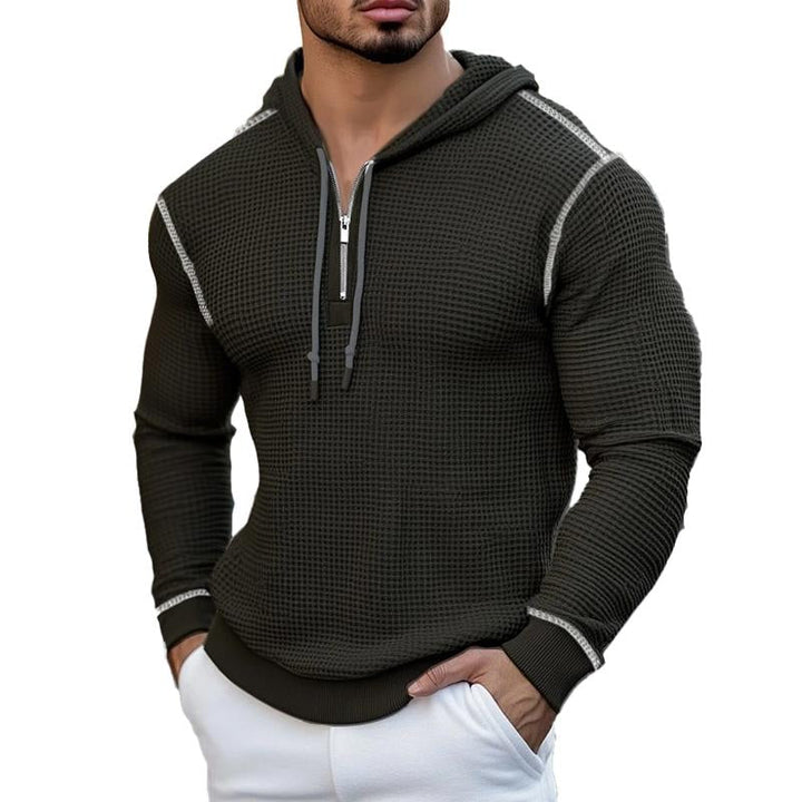 Men's Waffle Casual Zip-Up Hoodie