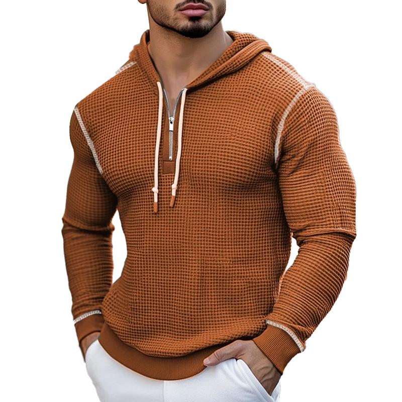 Men's Waffle Casual Zip-Up Hoodie