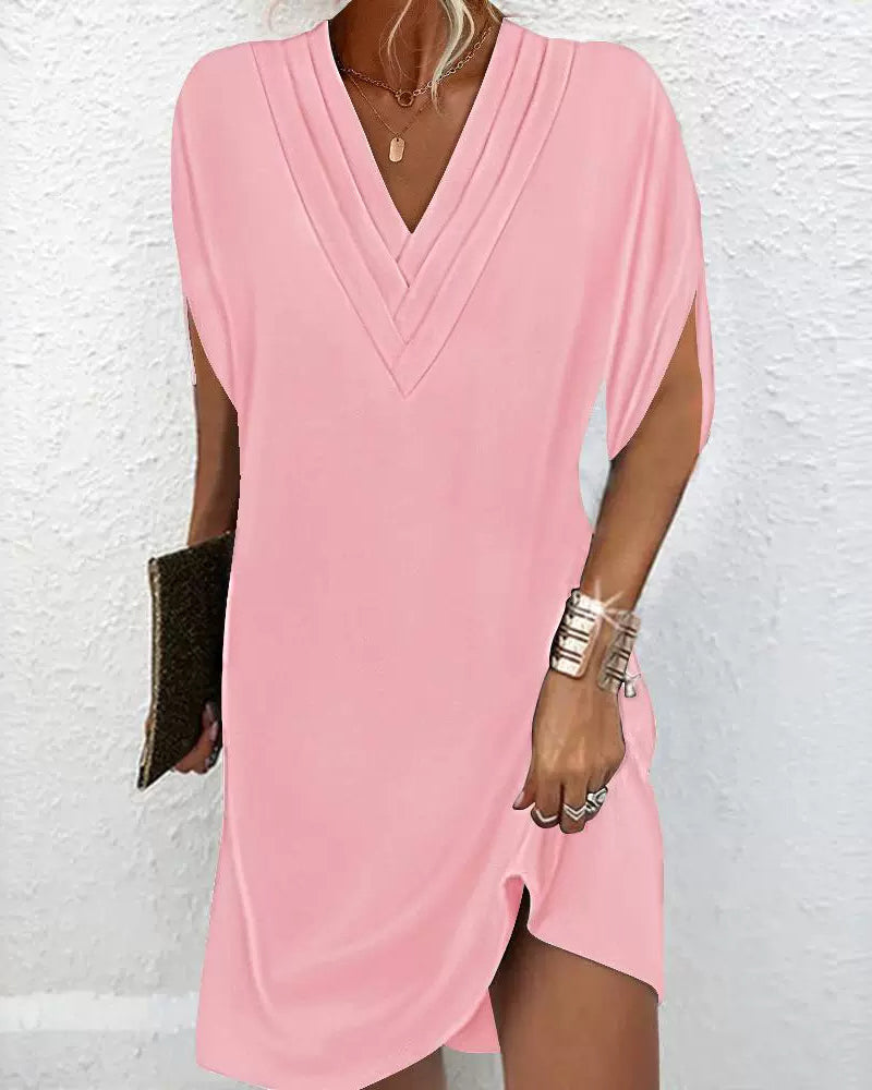 Elegant | solid-colored dress with slit sleeves